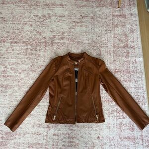 Guess Tan Leather Jacket for Women